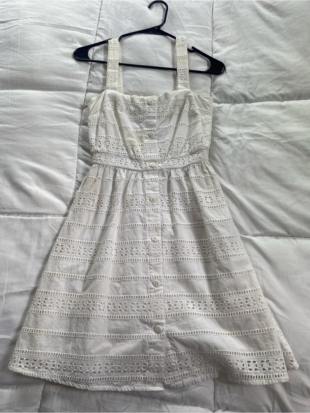 Kookai White Eyelet Button-Front Dress